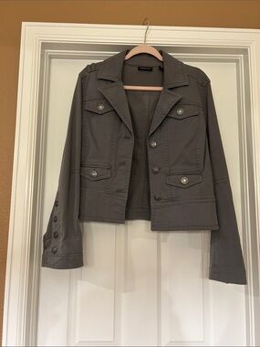 Ideology Gray Cropped Jean Jacket with Buttoned Pockets